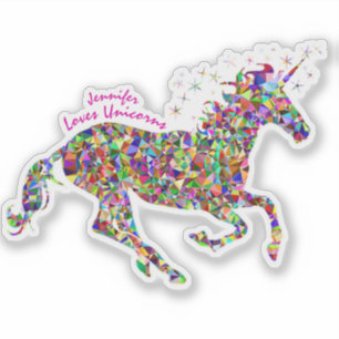 Unicorn, Sparkle Colors, voeg Naam toe Sticker