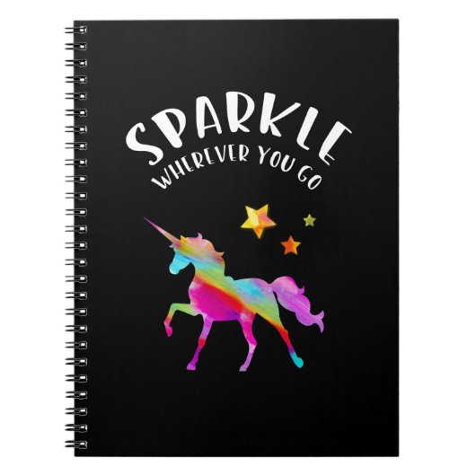 Unicorn - Sparkle. Gezegden. Waterverf Art. Notitieboek (Voorkant)