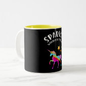 Unicorn - Sparkle. Gezegden. Waterverf Art. Tweekleurige Koffiemok (Voorkant links)