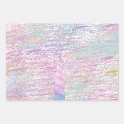 Unicorn Sparkle glitzy glitter goudregenboog Inpakpapier Vel (Voorkant 2)