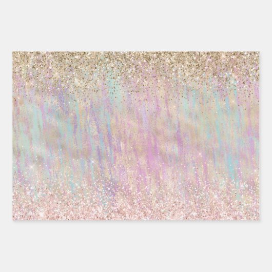 Unicorn Sparkle glitzy glitter goudregenboog Inpakpapier Vel (Voorkant)