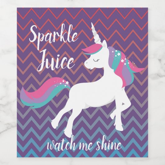 Unicorn Sparkle Juice Wijn Etiket (Enkel label)
