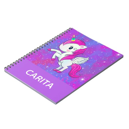 Unicorn Sparkle Personalized Spiral Notitieboek (Linkerzijde)