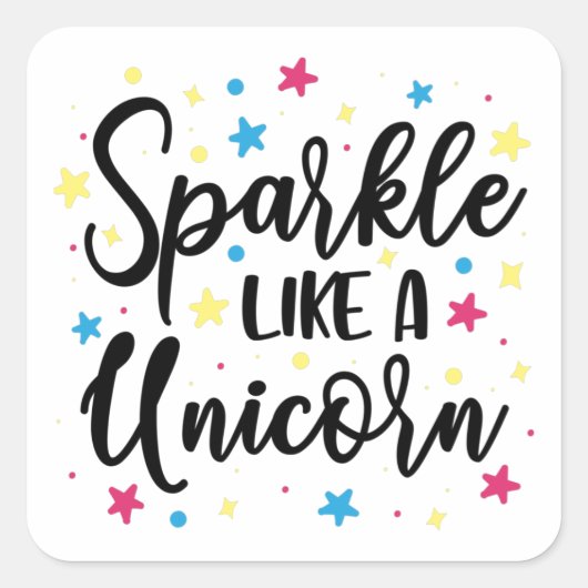 Unicorn Sparkle Vierkante Sticker (Voorkant)