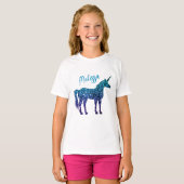 Unicorn Sparkles aqua blue ombre Jouw naam T-shirt (Voorkant volledig)