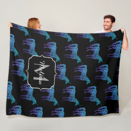 Unicorn Sparkles aqua blue ombre patroon Monogram Fleece Deken