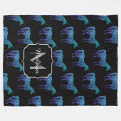 Unicorn Sparkles aqua blue ombre patroon Monogram Fleece Deken (Voorkant (Horizontaal))
