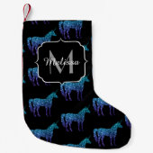 Unicorn Sparkles aqua blue ombre patroon Monogram Kleine Kerstsok (Voorkant)