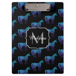 Unicorn Sparkles aqua blue ombre patroon Monogram Klembord