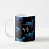 Unicorn Sparkles aqua blue ombre patroon Monogram Koffiemok (Links)