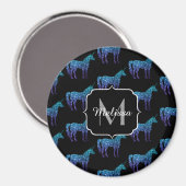 Unicorn Sparkles aqua blue ombre patroon Monogram Magneet (Voorkant / Achterkant)