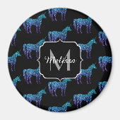 Unicorn Sparkles aqua blue ombre patroon Monogram Magneet (Voorkant)