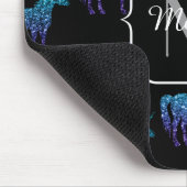 Unicorn Sparkles aqua blue ombre patroon Monogram Muismat (Hoek)