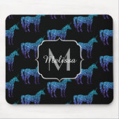 Unicorn Sparkles aqua blue ombre patroon Monogram Muismat (Voorkant)