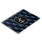 Unicorn Sparkles aqua blue ombre patroon Monogram Notitieboek (Linkerzijde)