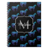 Unicorn Sparkles aqua blue ombre patroon Monogram Notitieboek (Voorkant)