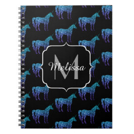 Unicorn Sparkles aqua blue ombre patroon Monogram Notitieboek