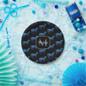 Unicorn Sparkles aqua blue ombre patroon Monogram Papieren Bordje (Feest)