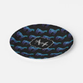 Unicorn Sparkles aqua blue ombre patroon Monogram Papieren Bordje (Gekanteld)
