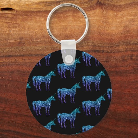 Unicorn Sparkles aqua blue ombre patroon Monogram Sleutelhanger (Achterkant)