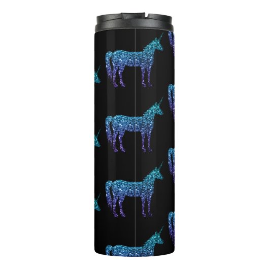 Unicorn Sparkles aqua blue ombre patroon Monogram Thermosbeker (Achterkant)