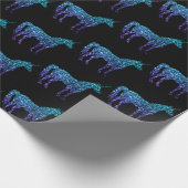 Unicorn Sparkles aqua blue ombre patroon zwart Cadeaupapier (Hoek)