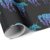 Unicorn Sparkles aqua blue ombre patroon zwart Cadeaupapier (Rol Hoek)