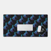 Unicorn Sparkles aqua blue ombre zwart Monogram Bureaumat (Keyboard & Muis)