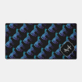 Unicorn Sparkles aqua blue ombre zwart Monogram Bureaumat (Voorkant)