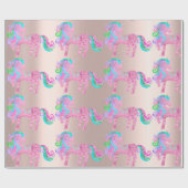 Unicorn Sparkly Glitter Pink Fairly Blush Powder Cadeaupapier (Vlak)