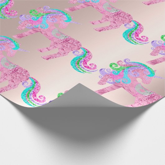 Unicorn Sparkly Glitter Pink Fairly Blush Powder Cadeaupapier (Hoek)