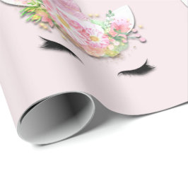 Unicorn Sparkly Glitter Pink Fairly Floral Pastel Cadeaupapier