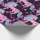Unicorn Sparkly Glitter Pink Fairly Paars Sequin Cadeaupapier (Hoek)
