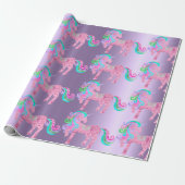 Unicorn Sparkly Glitter Pink Fairly Rainbow Cadeaupapier (Uitgerold)