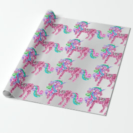 Unicorn Sparkly Glitter Pink Fairly Silver Glam Cadeaupapier