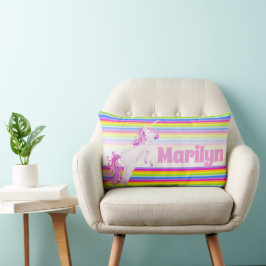 Unicorn springende regenboogstrepen, aangepaste na kussen