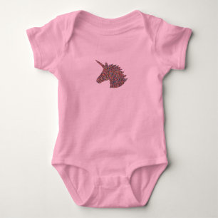 Unicorn Sprinkle Print Pink Baby Bodysuit