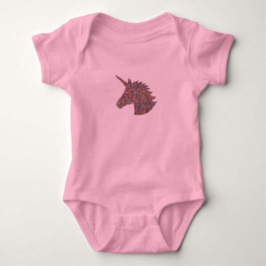 Unicorn Sprinkle Print Pink Baby Bodysuit (Voorkant)