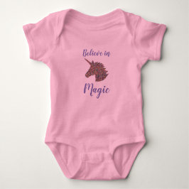 Unicorn Sprinkle Print Pink Baby Bodysuit