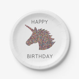 Unicorn Sprinkles Happy Birthday Party Borden Papieren Bordje