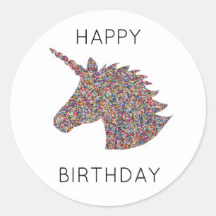 Unicorn Sprinkles Happy Birthday Party Stickers