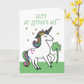 Unicorn St. Patrick's Day wil met Shamrock Kaart (Gele Bloem)