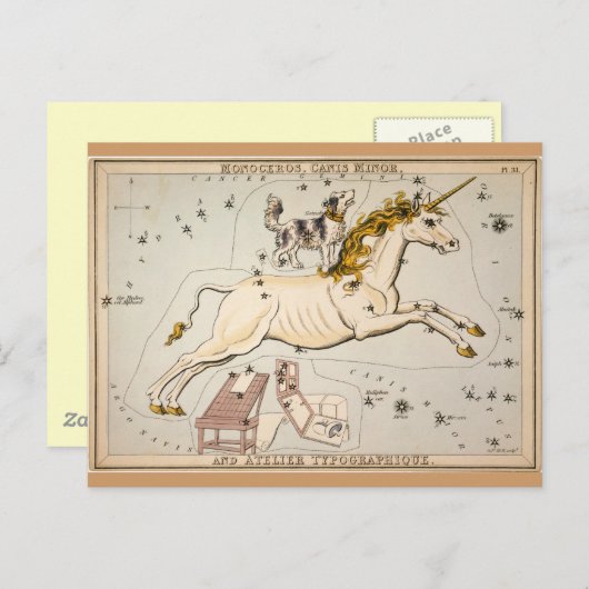 Unicorn Star Constellation Map Briefkaart (Voorkant / Achterkant)