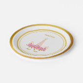 Unicorn, Star, Flowers en Golden Confetti Papieren Bordje (Gekanteld)