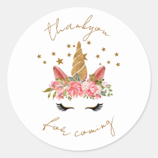 Unicorn Star Party Thankyou Sticker (Voorkant)