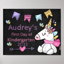 Unicorn & Stars Eerste dag van het schoolbord Poster