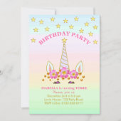 Unicorn, Stars, Flowers en Confetti Birthday Kaart (Voorkant)