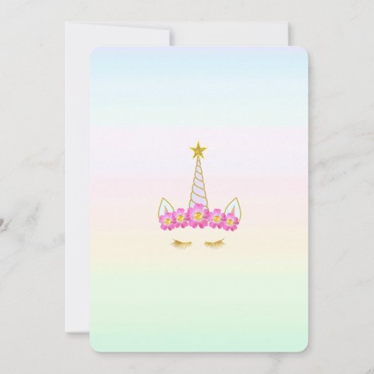 Unicorn & Stars over pasteelkleurendag Kaart (Achterkant)