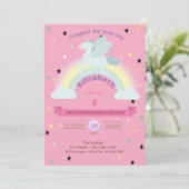 Unicorn, Stars Rainbow Birthday Uitnodiging (Staand voorkant)