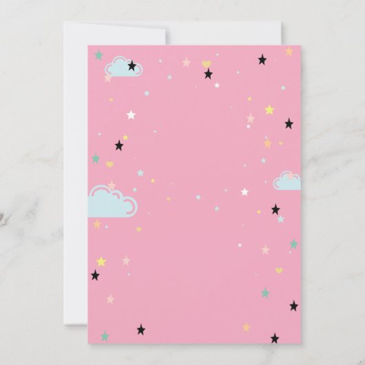 Unicorn, Stars Rainbow Birthday Uitnodiging (Achterkant)